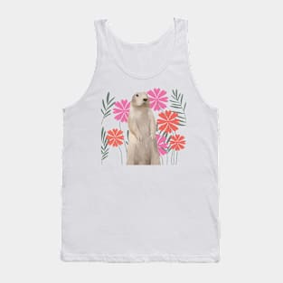 Cute Groundhog Pink Flowers Tank Top